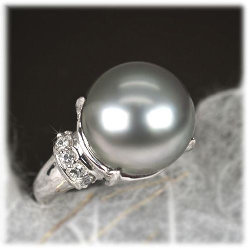 Pt900 アコヤ本真珠リング　12号　パール　ダイヤモンド Pt900 アコヤ本真珠リング12号パールダイヤモンド