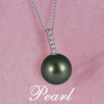 ブラックパール 黒蝶真珠 ネックレス ペンダント 8.5mm K10WG/K18WG  