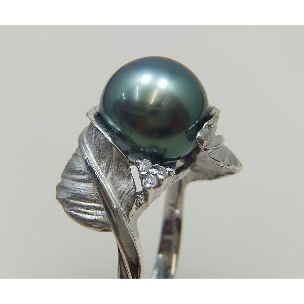 ブラックパール 黒蝶真珠 指輪 リング 11mm SV925 タヒチ産 黒