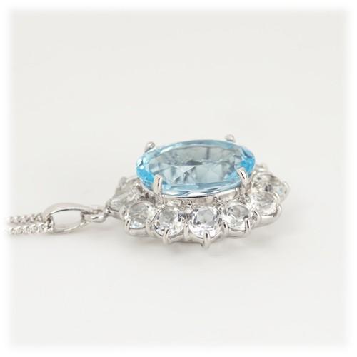 ブルートパーズ ネックレス ペンダント 大粒 7.0ct SV925 トパーズ 11月 誕生石 天然石の画像