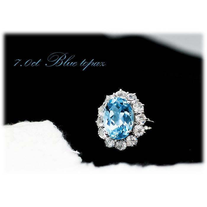 ブルートパーズ ネックレス ペンダント 大粒 7.0ct SV925 トパーズ 11月 誕生石 天然石の画像