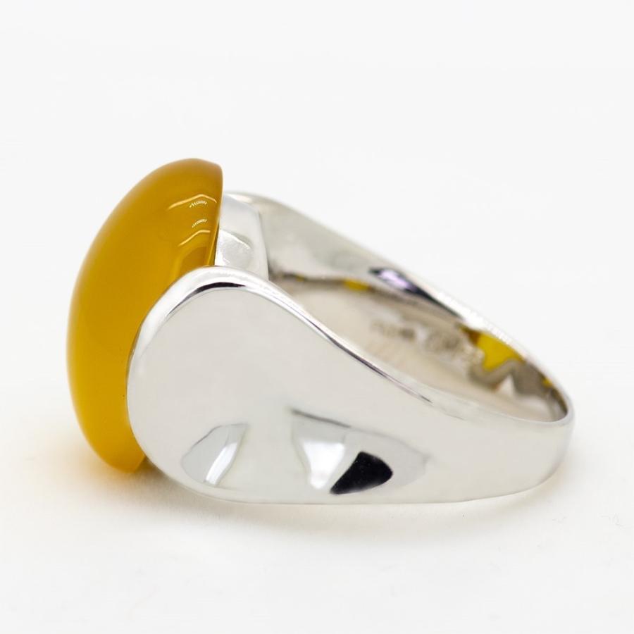 メノウ リング 指輪 7.0ct Pt100 イエローメノウ アゲート 天然 8月