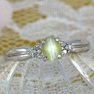 キャッツアイ リング 指輪 0.4ct K18WG 8月 誕生石 天然石(15444円)