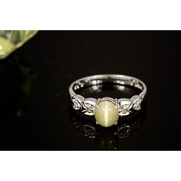 キャッツアイ リング 指輪 1.0ct K10WG/K18WG 8月 誕生石 天然石 選べる地金の画像