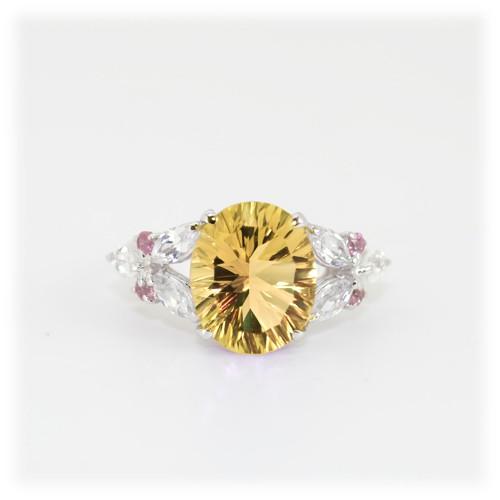 シトリン リング 指輪 4.0ct SV925/K10WG 11月 誕生石 天然石 選べる地