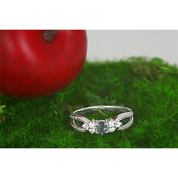アレキサンドライト リング 指輪 0.2ct K10WG カラーチェンジ 6月 