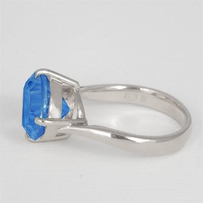 ブルートパーズ リング 指輪 大粒 3.5ct Pt100/K10WG トパーズ 11月 