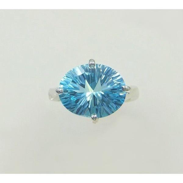 ブルートパーズ リング 指輪 大粒 3.5ct Pt100/K10WG トパーズ 11月 誕生石 天然石 選べる地金の画像