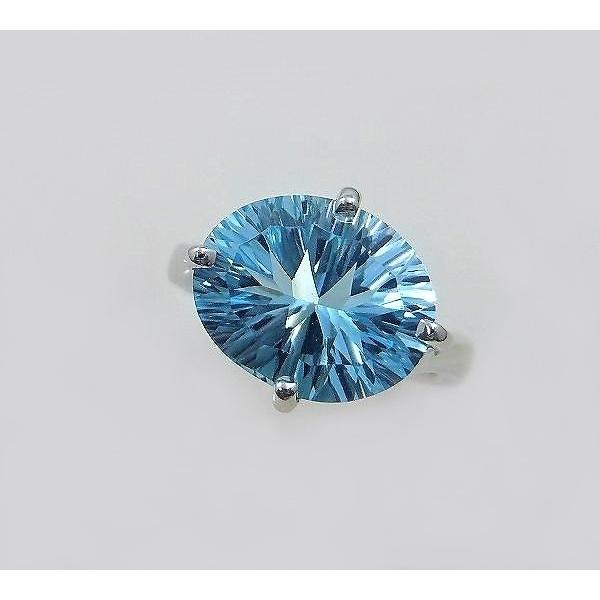 ブルートパーズ リング 指輪 大粒 3.5ct Pt100/K10WG トパーズ 11月 誕生石 天然石 選べる地金の画像