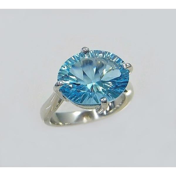 ブルートパーズ リング 指輪 大粒 3.5ct Pt100/K10WG トパーズ 11月 誕生石 天然石 選べる地金の画像