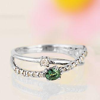 アレキサンドライト リング 指輪 0.15ct Pt900/K18YG/K18WG