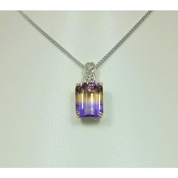 アメトリン ペンダント ネックレス 大粒 3.0ct SV925/K10WG バイカラー 2月 11月 誕生石 天然石 選べる地金の画像