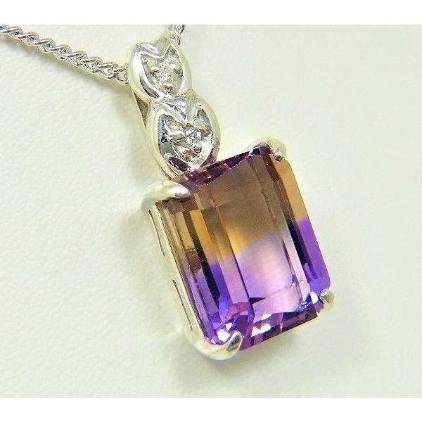 アメトリン ペンダント ネックレス 大粒 3.0ct SV925/K10WG バイカラー 2月 11月 誕生石 天然石 選べる地金の画像