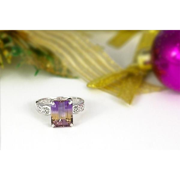 アメトリン リング 指輪 大粒 3.0ct SV925/K10WG バイカラー 2月 11月