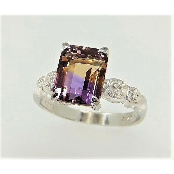 アメトリン リング 指輪 大粒 3.0ct SV925/K10WG バイカラー 2月 11月 誕生石 天然石 選べる地金の画像