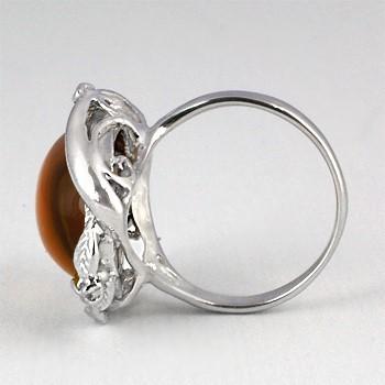 琥珀 コハク リング 指輪 SV925 アンバー 馬 モチーフ 6月 誕生石