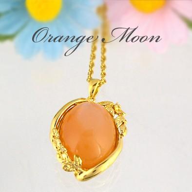 C*n様 天然石　オレンジムーンストーン　ネックレス ムーンストーン ペンダント ネックレス 超大粒 18ct SV925 オレンジ