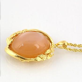 ムーンストーン ペンダント ネックレス 超大粒 18ct SV925 オレンジ