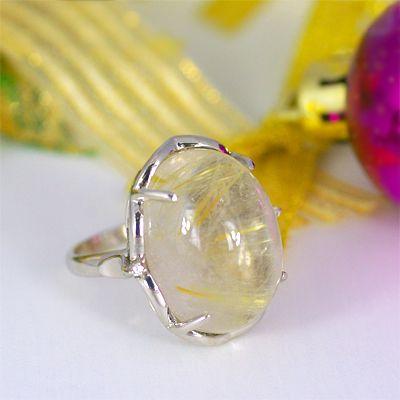 ルチルクォーツ リング 指輪 超大粒 20ct SV925 クォーツ パワーストーン 4月 誕生石 天然石
