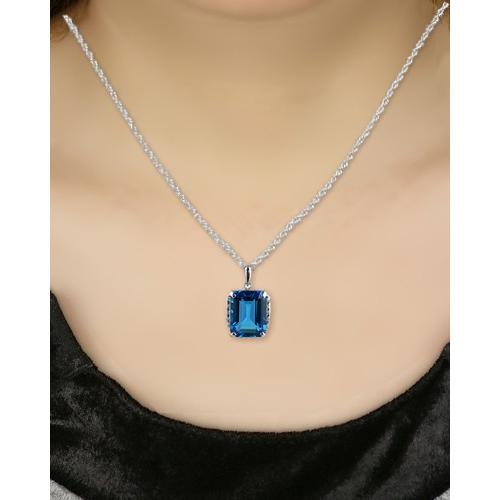 ブルートパーズ ネックレス ペンダント 大粒 12ct K10WG スイスブルー