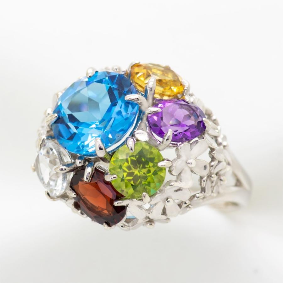 マルチカラー ブーケ リング 指輪 9.0ct SV925 1月 2月 8月 11月
