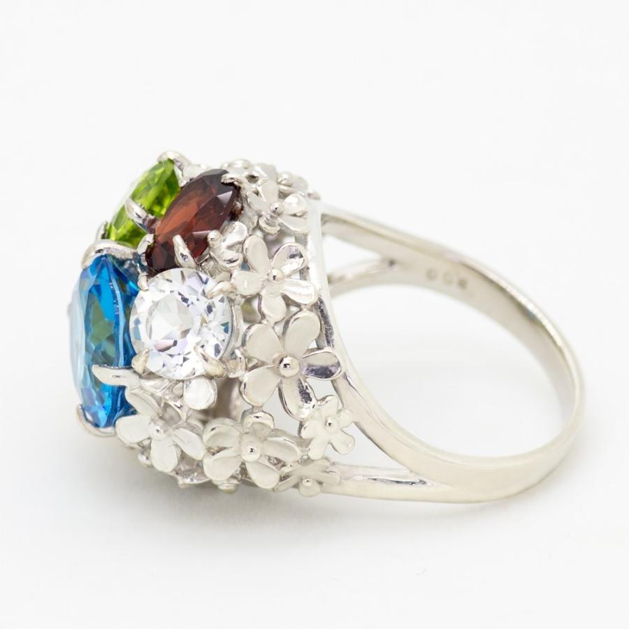 パリピブタ リング 天然石 マルチカラー ブーケ リング 指輪 9.0ct