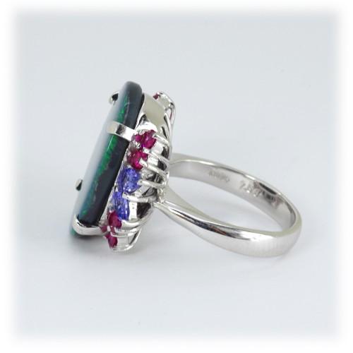 オパール リング 指輪 7.56ct K18WG ブラックオパール 限定1点 10月 