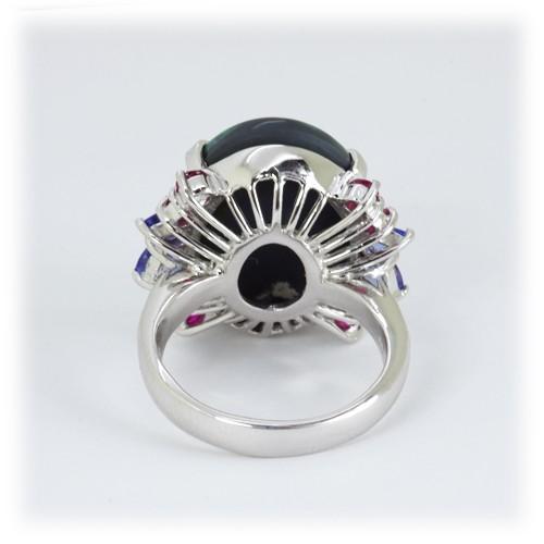 オパール リング 指輪 7.56ct K18WG ブラックオパール 限定1点 10月 