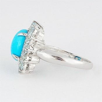 トルコ石 ターコイズ リング 指輪 2.0ct SV925 天然 12月 誕生石 天然石 ヘイローの画像