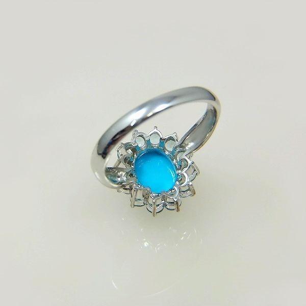 トルコ石 ターコイズ リング 指輪 2.0ct SV925 天然 12月 誕生石 天然石 ヘイローの画像