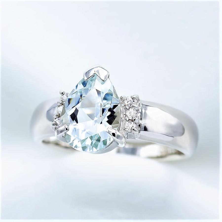 アクアマリン リング 指輪 1.5ct Pt100 3月 誕生石 天然石 :16611aq:atelier ubazakura 通販 約19号 アクアマリン リング 指輪 新品 Created Aquamarine