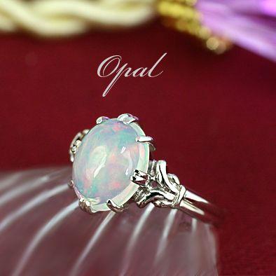 オパール リング 指輪 1.5ct K10WG/K18WG 10月 誕生石 天然石 選べる地  
