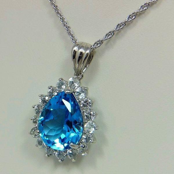 ブルートパーズ ネックレス ペンダント 10ct SV925 トパーズ 11月