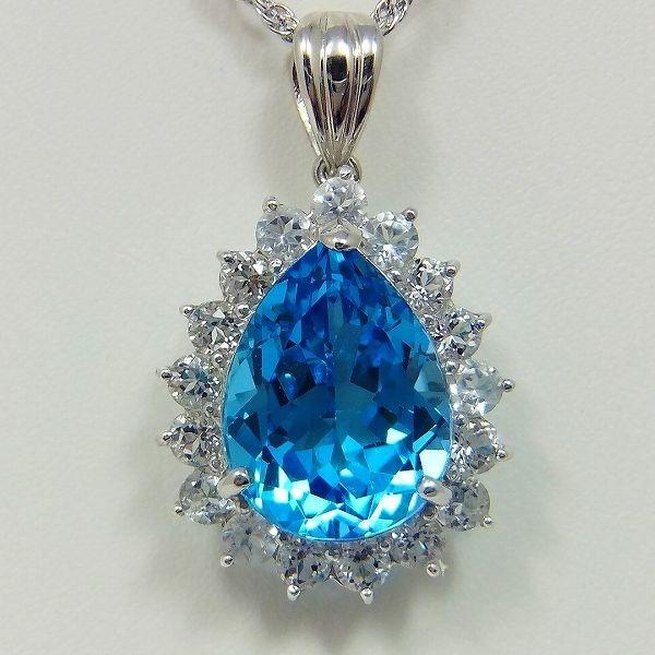 ブルートパーズ ネックレス ペンダント 10ct SV925 トパーズ 11月  