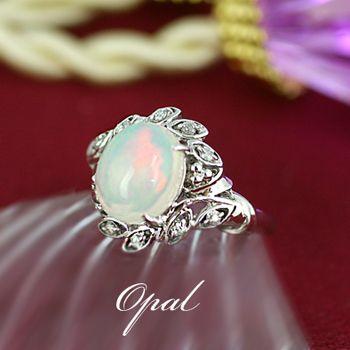 オパール リング 指輪 2.0ct K10WG/K18WG/Pt900 10月 誕生石 天然石 