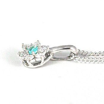 パライバトルマリン ネックレス ペンダント 0.06ct Pt900/K18WG/K18YG 10月 誕生石 天然石 選べる地金の画像