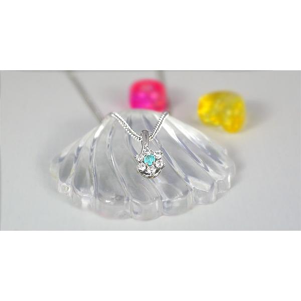 パライバトルマリン ネックレス ペンダント 0.06ct Pt900/K18WG 10月 