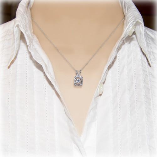 ダイヤモンド ネックレス ペンダント 0.45ct K18WG プリンセスダイヤモンド K18WGベネチアンチェーン付 4月 誕生石 天然石_2
