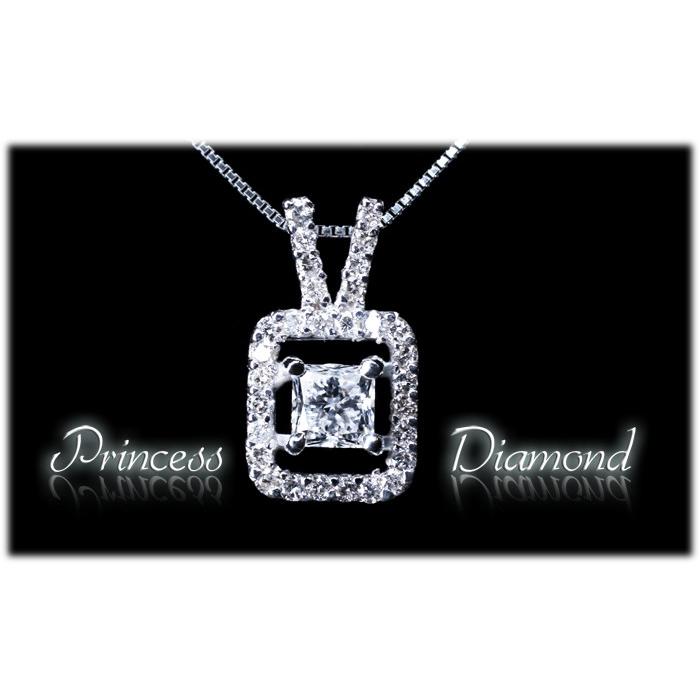 ダイヤモンド ネックレス ペンダント 0.45ct K18WG プリンセスダイヤモンド K18WGベネチアンチェーン付 4月 誕生石 天然石_3