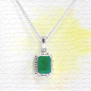 エメラルド ネックレス ペンダント 1.0ct Pt100/K10WG 5月 誕生石 天然石 選べる地金の画像