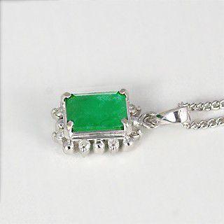 エメラルド ネックレス ペンダント 1.0ct Pt100/K10WG 5月 誕生石 天然石 選べる地金の画像