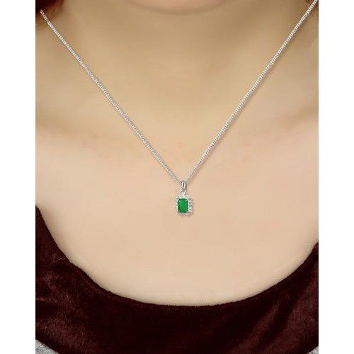 エメラルド ネックレス ペンダント 1.0ct Pt100/K10WG 5月 誕生石 天然石 選べる地金の画像