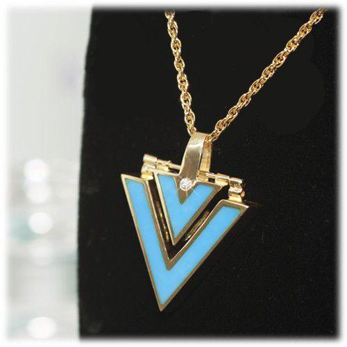 トルコ石 オニキス ダイヤモンド ネックレス ペンダント K18YG  