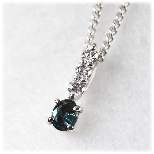 アレキサンドライト ペンダント ネックレス 0.15ct Pt900/K18WG 6月 誕生石 天然石 選べる地金