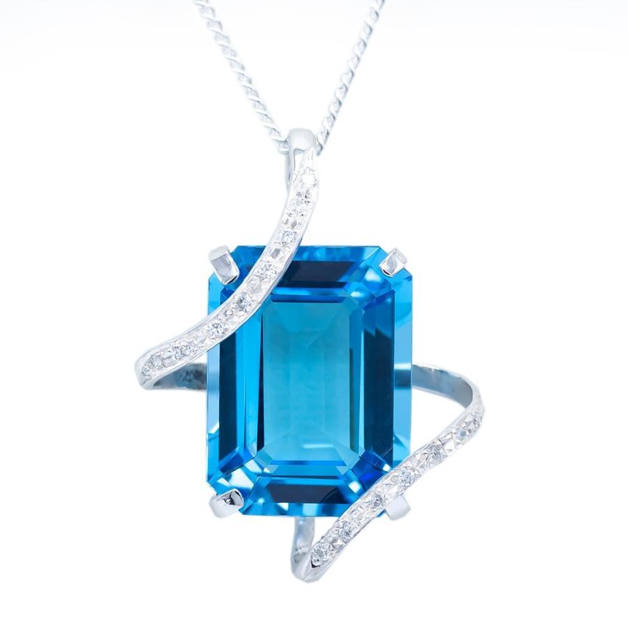 ブルートパーズ ネックレス ペンダント 12.0ct K18WG スイスブルー