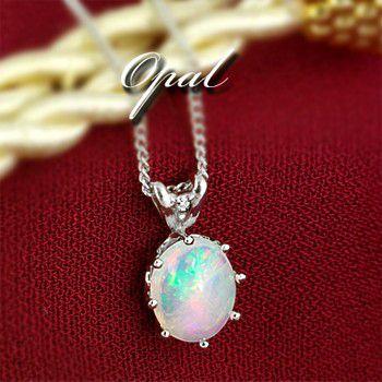 オパール ネックレス ペンダント 1.5ct K10WG/K18WG 10月 誕生石  