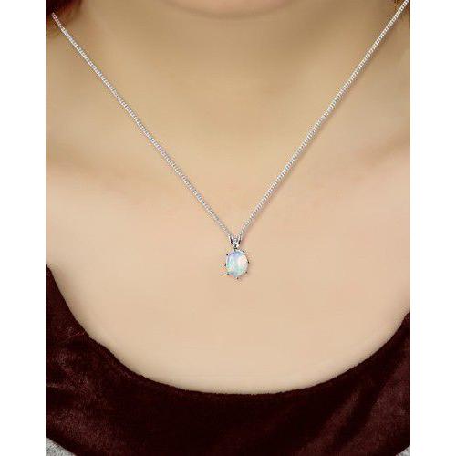 オパール ネックレス ペンダント 1.5ct K18WG 10月 誕生石 天然石 :26444:atelier ubazakura - 通販