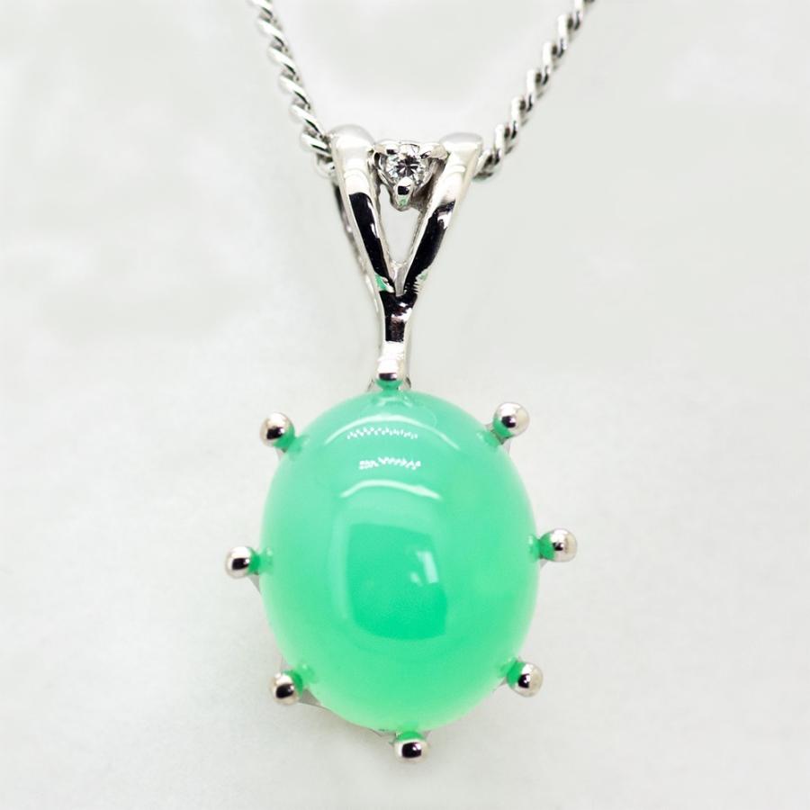 オパール ネックレス ペンダント 1.80ct K10WG グリーンオパール