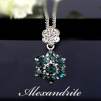 アレキサンドライト ネックレス ペンダント 0.9ct K18WG 6月 誕生石 天然石