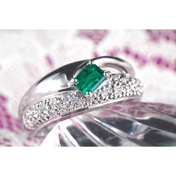 エメラルド リング 指輪 0.48ct Pt900 コロンビア産 5月 誕生石 天然石  